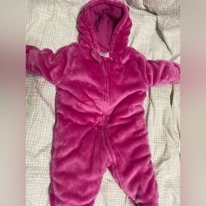 Little wonders fleece snow suit. Pink with hearts.
